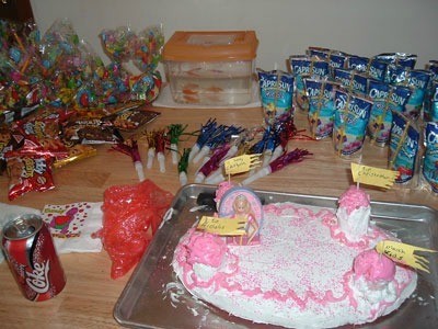 Cake on birthday table.