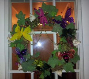 Finished wreath hanging.