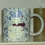 Snowman painted coffee mugs.