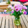 Floral Arrangements on Wood Tables