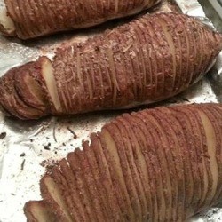 potato fans on cookie sheet