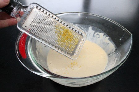 Making Crepes - Adding lemon zest.