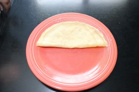 Making Crepes - Crepe folded in half.