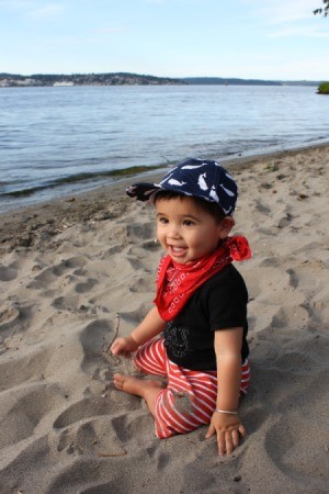 Boy toddler at the beach.