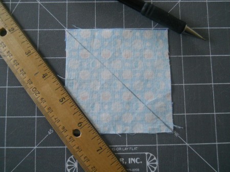 Dividing line drawn from corner to corner on the diagonal.