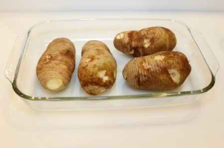 put potato fans in pan