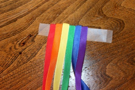 stick ribbon to tape