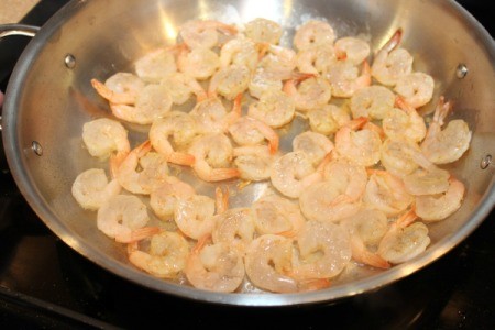 cook first batch of shrimp