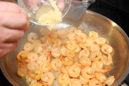 add garlic to second batch of shrimp