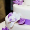 A wedding cake decorated with fondant.