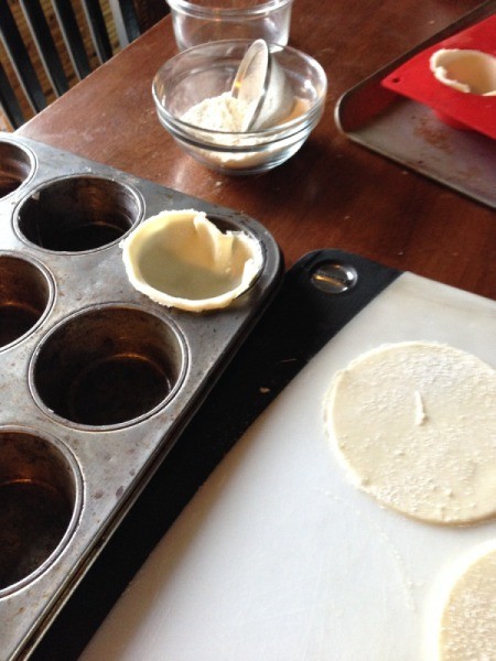 dough and muffin tin