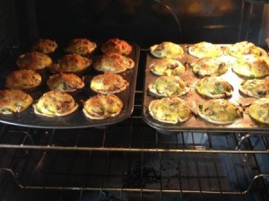 Quiches are finished baking.