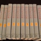 View of book spines.