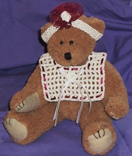 Crocheted Teddy Bib and Headband