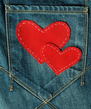 heart patches on jeans