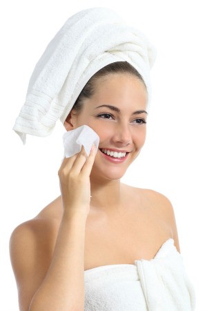 Woman Using Facial Wipe