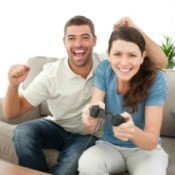 Happy Couple Playing Video Game