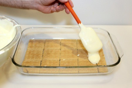 add one half pudding mixture