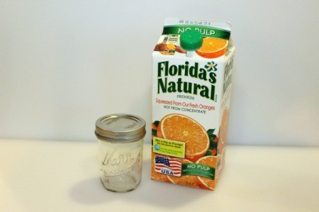 oj carton and mason jar