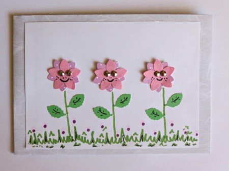 card with flowers, and added grass
