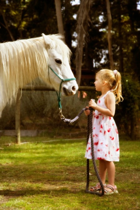 A girl with her horse.