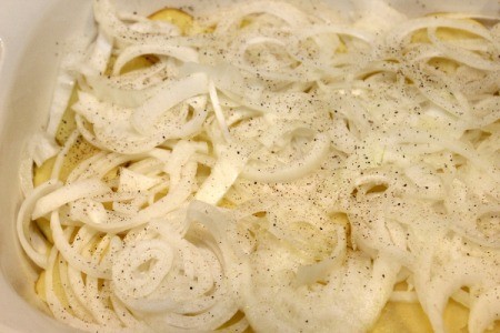 salt and pepper on onions