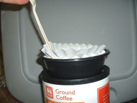 coffee filters and spoon handle