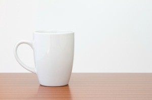 Plain white mug for coffee or tea.