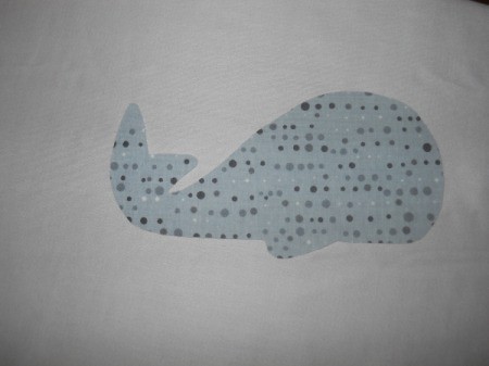 whale patch ironed onto sheet