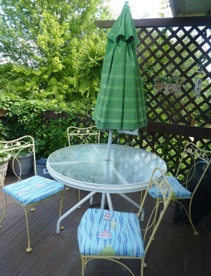 patio table with umbrella down