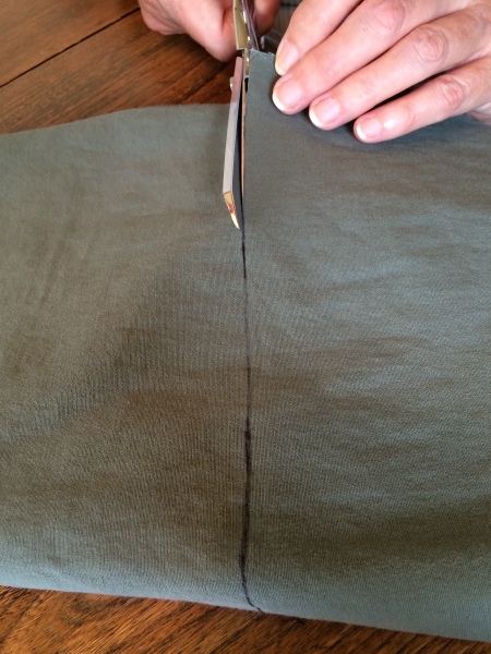 cutting off bottom of pant leg