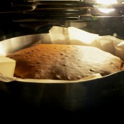 cake baking in the oven