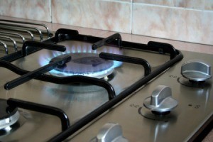 partial view of gas cooktop