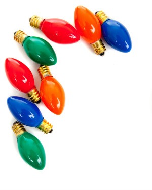 scatter of Christmas light bulbs