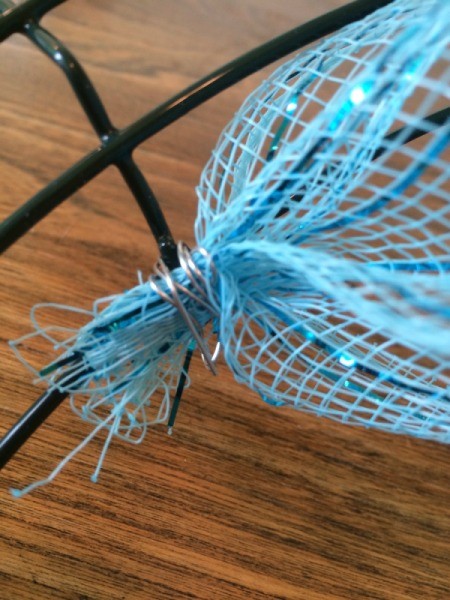 attach mesh end to wreath