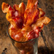 glass of fried bacon