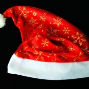 Santa hat with gold thread snowflakes
