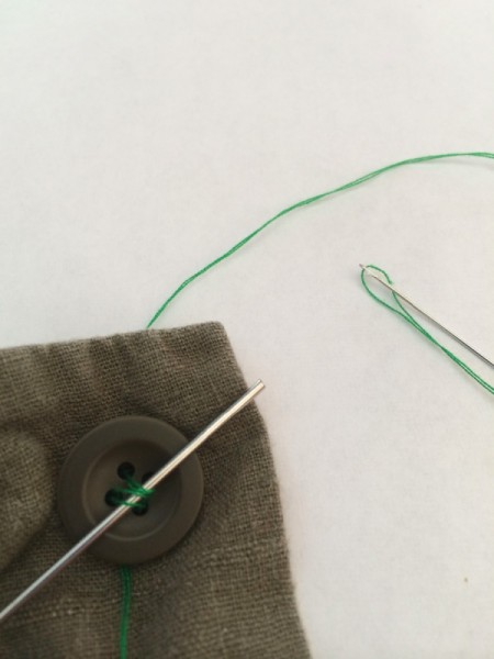 sewing through second set of holes