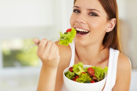 Woman Having Salad for Lunch