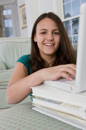 Girl Selling Textbooks Online