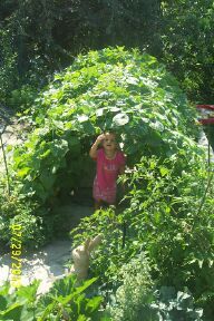 Garden Tunnel for Kids - distant shot of boy inside the tunnel