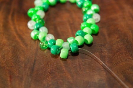 Beaded Minecraft Creeper Cuff - second row of the bracelet