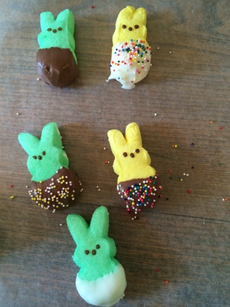bunnies with chocolate and white chocolate and sprinkles