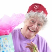 Woman with Gag Gift for Family Reunion
