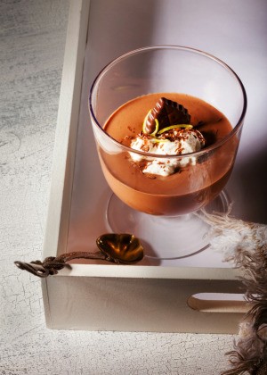 mousse in a glass serving dish