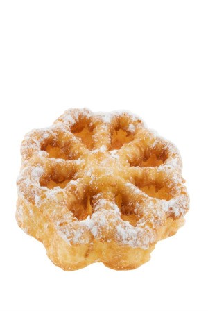 rossette cookie sprinkled with powdered sugar
