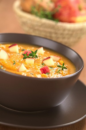bowl of sweet potato apple soup