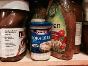 jar of Roka Blue in cupboard