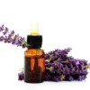 lavender flowers and bottle of essential oil