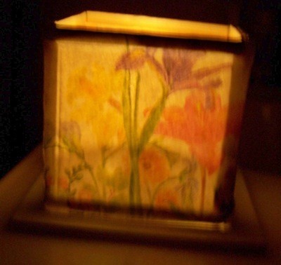 finished luminary with floral paper